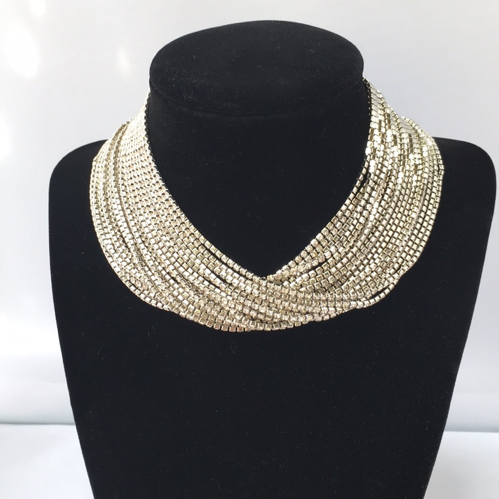 New! Silver Rhinestone Choker Necklace - Picture 3 of 6